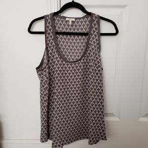 Joie Gray Silk Scoop Tank Moth Print, Medium